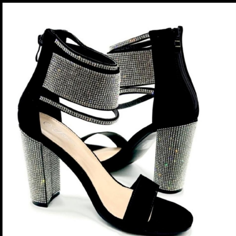 Embellished block heels